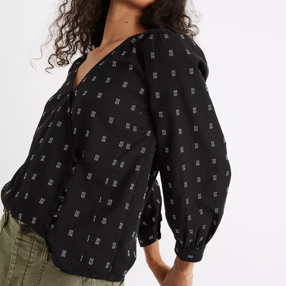 Madewell Kinston Side Wrap Balloon Sleeves Top